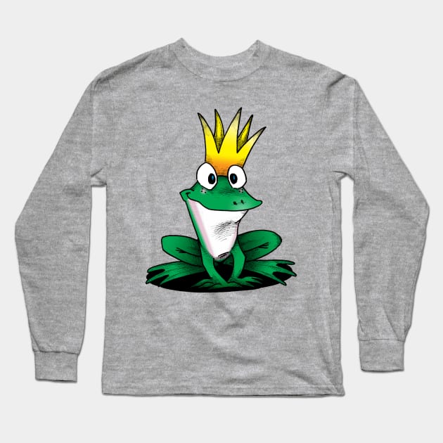 Frog King Long Sleeve T-Shirt by inkninja